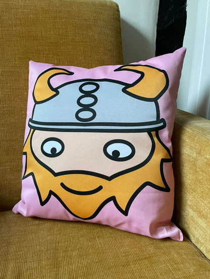 Cushion with Knutti the Viking Decor Kids Room pink